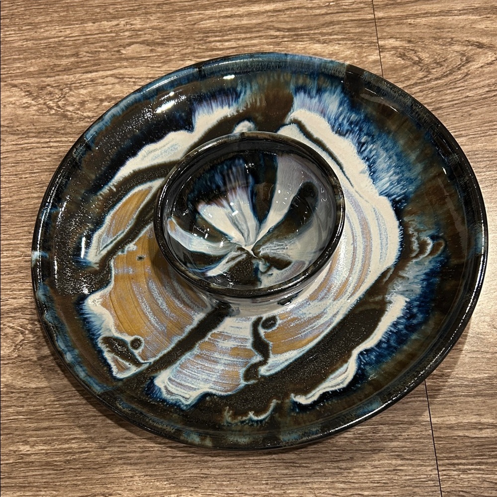 Handcrafted Ceramic  - Blue, Brown & white Glaze